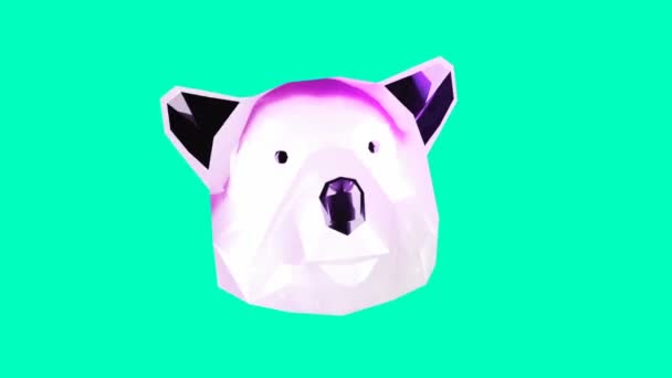 Minimal animasi gif art. Wajah beruang 3d — Stok Video