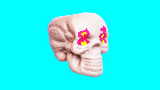 Moción de moda gif art. Calavera de fuego moda — Vídeos de Stock