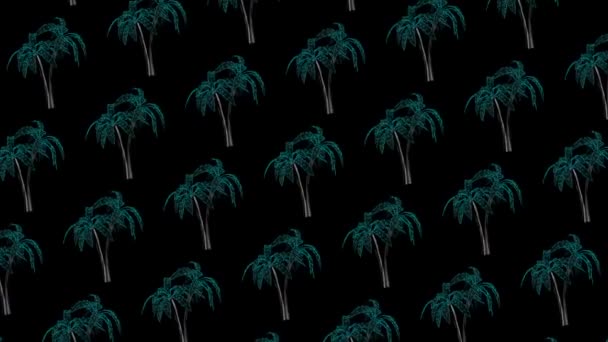 Arte de animación Gif. 3d negro palmera patrón playa fiesta arte — Vídeo de stock