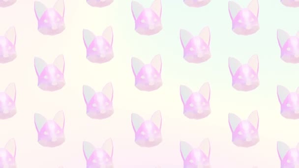 Minimalna animacja gif art. Wzór lisiej twarzy w 3D. Pastelowy różowy trendy — Wideo stockowe