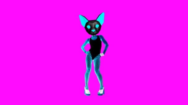 Gif animation art. Kitty Clubbing Sexy style. Dancing — Stock Video