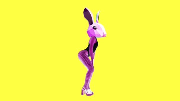 Animation minimal art. Sexy Gif dancing bunny. Night club party style — Stock Video
