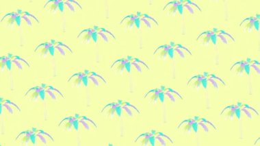 Gif animasyon sanatı. Üç boyutlu palmiye desenli tatil plaj titreşimleri