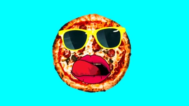Minimal rörelse gif design. Pizza rolig karaktär. Begreppet snabbmat — Stockvideo