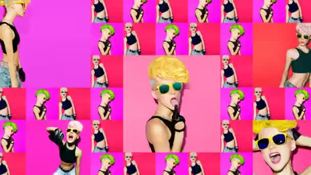 Motion Party Slide Show ontwerp. Fashion Blonde Rock Stijl. Ideaal voor muziekachtergrond — Stockvideo