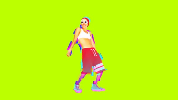 Animation minimales GIF-Design. Tanzendes Mädchen Urban Street Style — Stockvideo