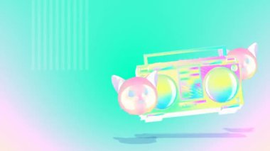 Minimum animasyon gif tasarımı. Klasik müzik çalar şeyleri.