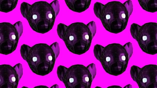 Minimal animation gif art. 3d lemur face pattern — Stock Video