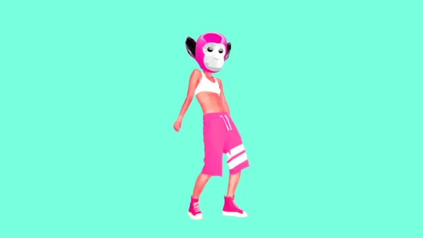 Animation minimal art. Funny Gif Urban dancing Monkey — Stock Video