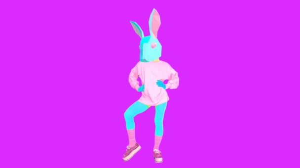 Motion art gif minimal. Lapin vanille dansante — Video