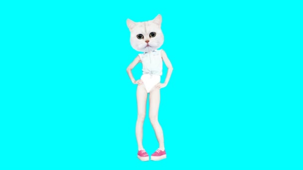 Gif animációs művészet. Divat fehér Kitty tánc