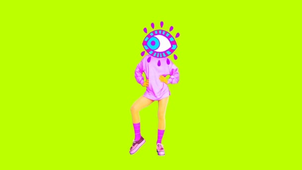Animation gif character. Fashion dancing eye — Stock Video