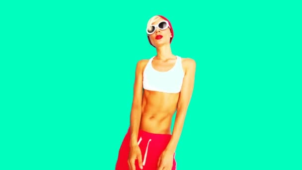 Gif animazione art. Ragazza hipster danzante. Stile urbano — Video Stock