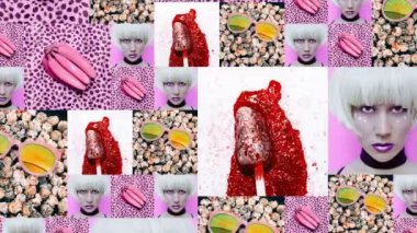 Animasyon Slayt Şovu tasarımı. Hippi fotoğraflarını karıştır. Moda günlüğü için ideal arkaplan