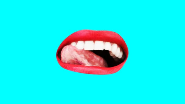 Minimales Motion-GIF-Design. Sexy Lippen lecken — Stockvideo