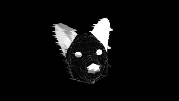 Arte de animación mínima. Coyote 3d en el mundo de la abstracción negro — Vídeo de stock