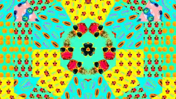Motion creative art. Fruits Kaleidoscope. Ideal for screens for music background — Stock Video