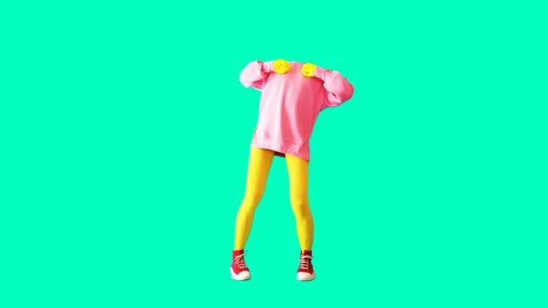 Diseño de animación Gif. Moda Divertido personaje sin cabeza bailando en traje elegante — Vídeos de Stock