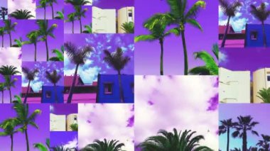 Motion Photo Slayt Şovu tasarımı. Mor bitkiler ve dokuların karışımı. Violet hipster yaratıcı ruh hali