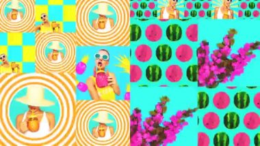 Motion Slide Show tasarımı. Sahildeki parti havasını karıştır. Moda Yazı Kadını