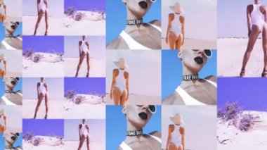 Animasyon Slayt Şovu tasarımı. Havalı Kız Tatil Seyahat Titreşimleri. Kanarya Adası manzarası