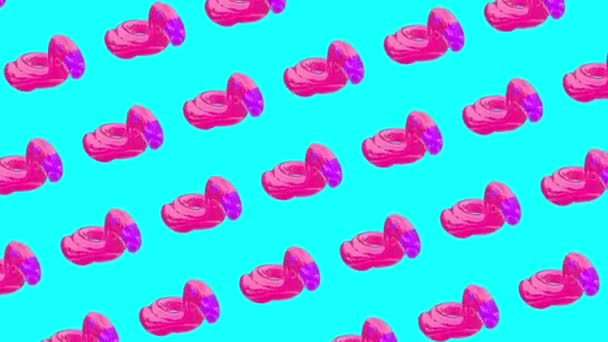 Minimal motion design art. Rubber circle pattern Pink flamingo — Stock Video