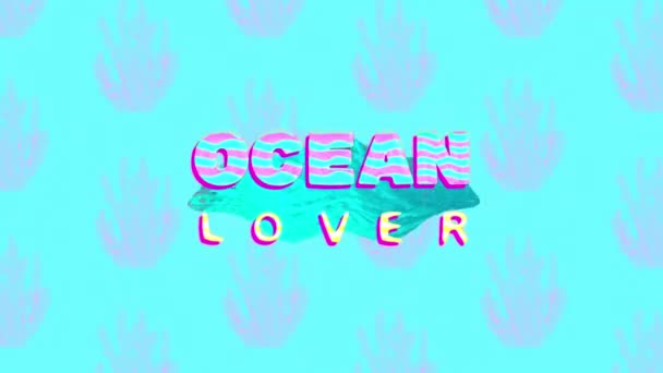 Minimal motion design. Text ocean lover. Vacation vibes — Stock Video