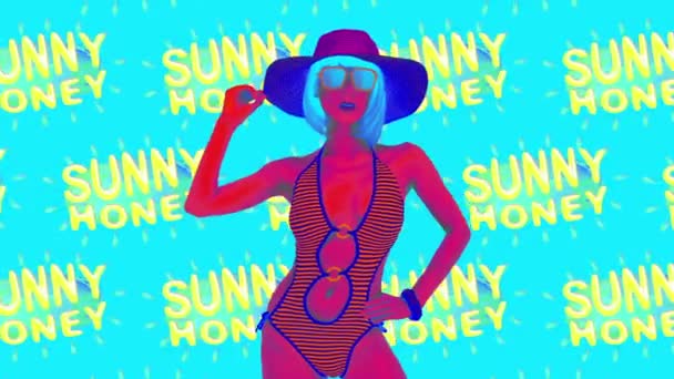 Minimaal animatie design.Fashion Summer Lady. Strandvibes — Stockvideo