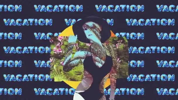 Diseño de animación mínima.Fashion Summer Lady. Texto de vacaciones — Vídeo de stock