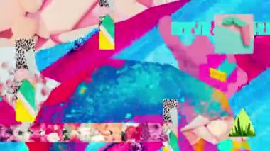 Moda animasyonu modern tasarım. Kolaj kaosu, şık dokuları ve nesneleri karıştırır. Zine yaratıcı sanat