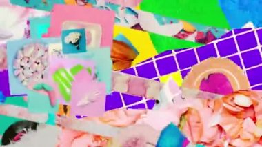 Animasyon tasarımı. Kolaj kaosu, şık dokuları ve nesneleri karıştırır. Zine yaratıcı sanat