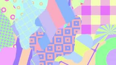 Minimal animasyon modern tasarım. Geometri Kaosu Kaleydoskopu. Zine Kolaj Sanatı. Pastel renk eğilimi