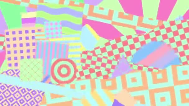 Diseño creativo de movimiento. Geometría Texturas y objetos del caos. Arte de moda de collage Zine. tendencia colores pastel — Vídeo de stock
