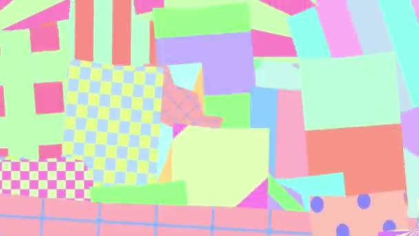 Animation modern design. Minimal Geometry Chaos background.Zine collage fashion art. Pastel colours trend — Stock Video