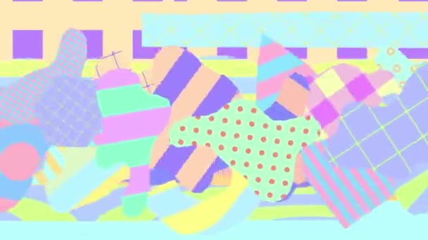 Mode Animation modernes Design. Minimal Geometry Chaos background.Zine collage art. Trend zu Pastellfarben — Stockvideo