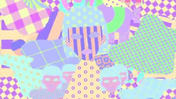 Motion kreatives modernes Design. Geometrie Chaos Kaleidoskop background.Zine Collage Kunst. Trend zu Pastellfarben — Stockvideo