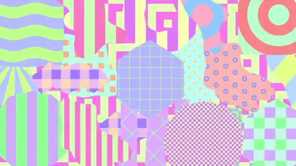 Arte de movimiento. Minimal Geometry Chaos textures.Zine collage de moda. tendencia colores pastel — Vídeo de stock