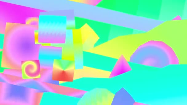 Texturas de gradiente geométrico y objeto. Arte del collage Zine. Diseño moderno de animación — Vídeo de stock