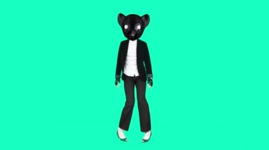 Gif animasyon tasarımı. 3D, Coyote Office tarzı mavi arka planda dans ediyor.
