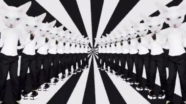 Gif sinema sanatı. Dans eden ofis kedileri. Moda Kediciği
