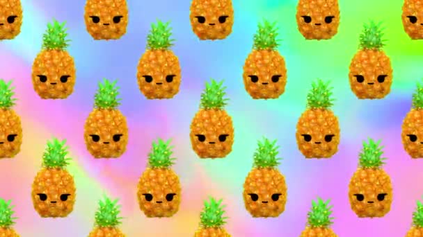 Animationskunst. Lustiger Ananas-Charakter. Kawaii — Stockvideo