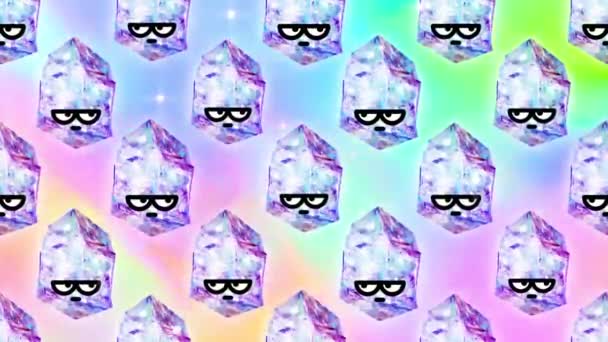 Animation pattern art. Funny crystal character. Kawaii — Stock Video