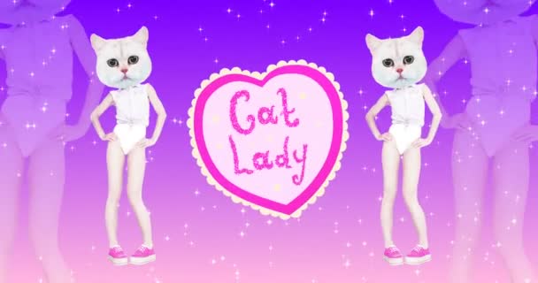 Minimale animatie gif art. Cat Lady mode vibes — Stockvideo