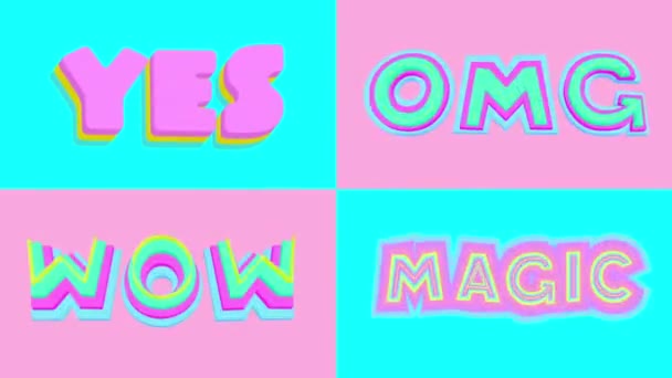 Animation Gif Text Yes. Omg. Wow. Magic — Stock Video