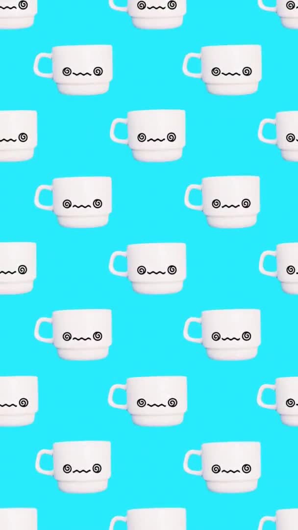 Zeichentrickmuster-Design. Lustige Kaffeekapsel. Kawaii — Stockvideo