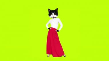 Hediye animasyon sanatı Güzel Kitty flamencoin kırmızı etek dans ediyor