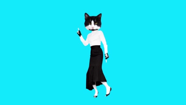 Gif animacja sztuka Kitty klasyczny vintage styl — Wideo stockowe