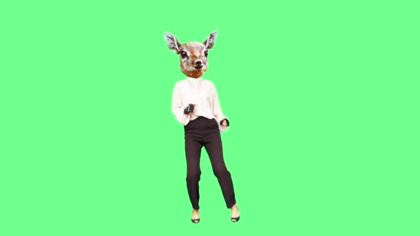 Gif animation art Cute goat dancing in vintage style — Stock Video