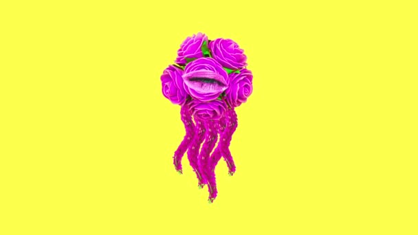 Modern animation design. Flower jellyfish eye — Stock Video