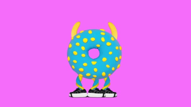 Mode-Animationsdesign. Lustiger Charakter-Donut — Stockvideo